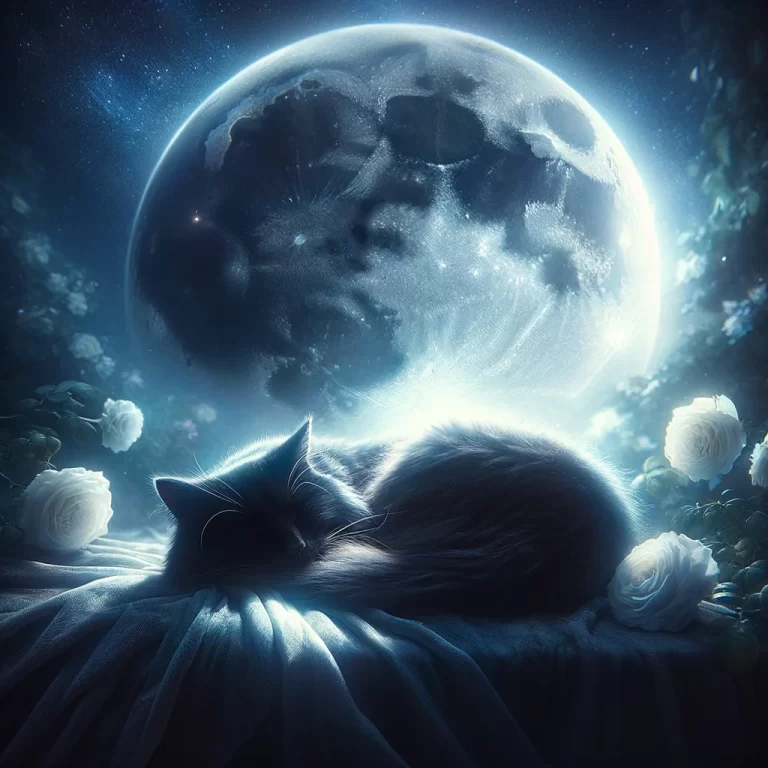 Dorme sul bianco seno della luna il mio gatto