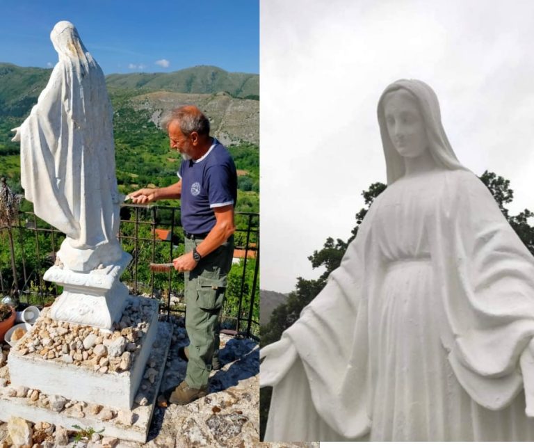 |||||||Peppe Liberale ha restaurato gratuitamente la statua della Madonna del Sassolino