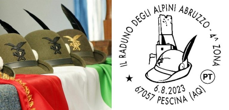 Annullo filatelico di Poste Italiane in occasione del Raduno Alpini a Pescina del 6 Agosto|