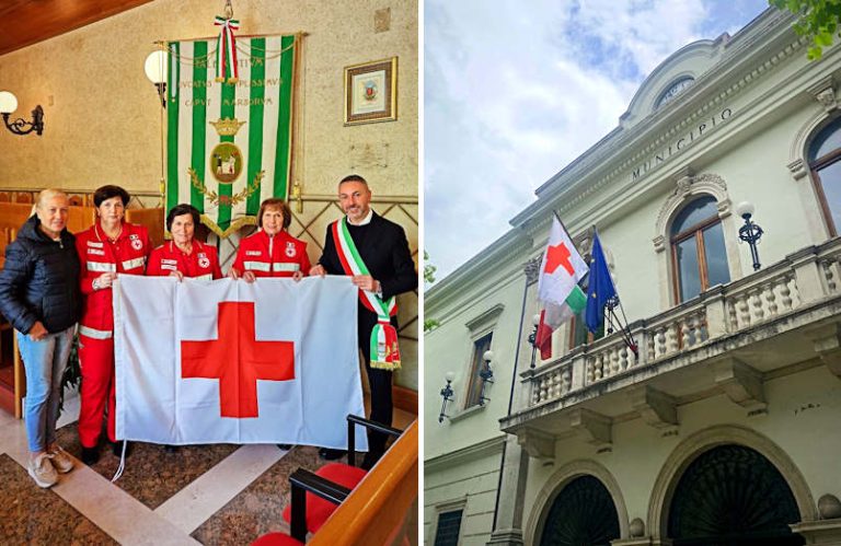 Tagliacozzo celebra la Giornata mondiale della Croce Rossa con la bandiera esposta presso il Palazzo del Municipio||||