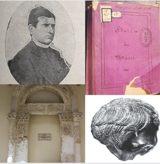 |||freccia di selce da Cocullo|Testa in basalto del giovane Augusto da Marruvium - Donati 2001|Portale chiesa-S.-Salvatore di Paterno-a Celano|Portale-chiesa-S.-Salvatore.-Disegno-Colantoni-1884|apografo di Colantoni del 1885|Iscrizione su stele porta (CIL IX 6413)|isegno della testa di Caco del 1891||Decreto di nomina Ispettore ai Monumenti 16.4.1891 © ACS|||Impronta in ceralacca del sigillo S. Maria di Apamea © ASAq|||Iscrizione-medievale-Lapidario-di-Avezzano||Iscrizione-presso-palazzo-DAmore-a-Pescina-CIL-IX-7696|Pescina - Muraglione p.za Duomo con iscrizioni||||||