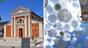 Gioia dei Marsi celebra 100 anni della consacrazione della chiesa di S. Maria Assunta e decora la piazza con 200 centrini sospesi