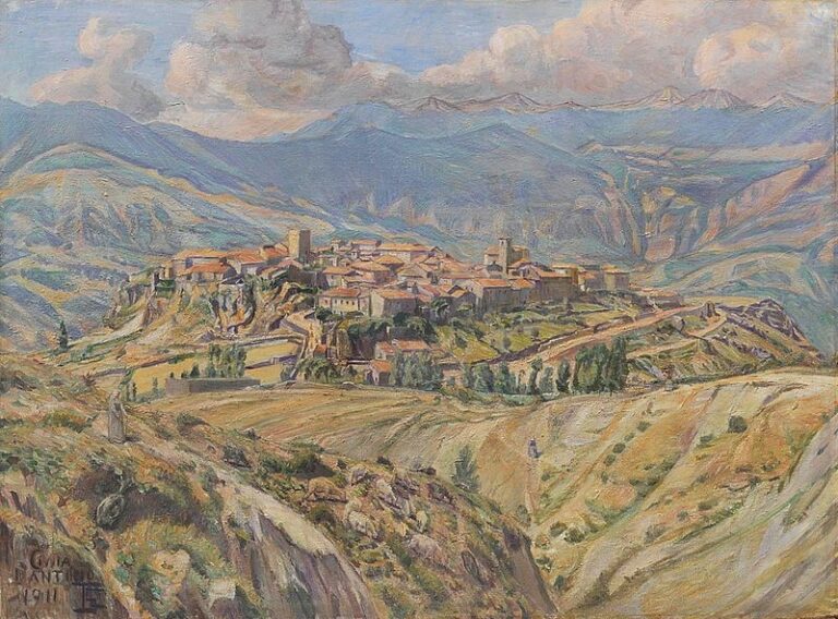 Civita d'Antino in uno splendido dipinto del 1911 del pittore danese Poul S. Christiansen