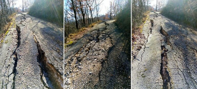 Gravemente lesionata la strada che da Civitella Roveto conduce a contrada Forcella