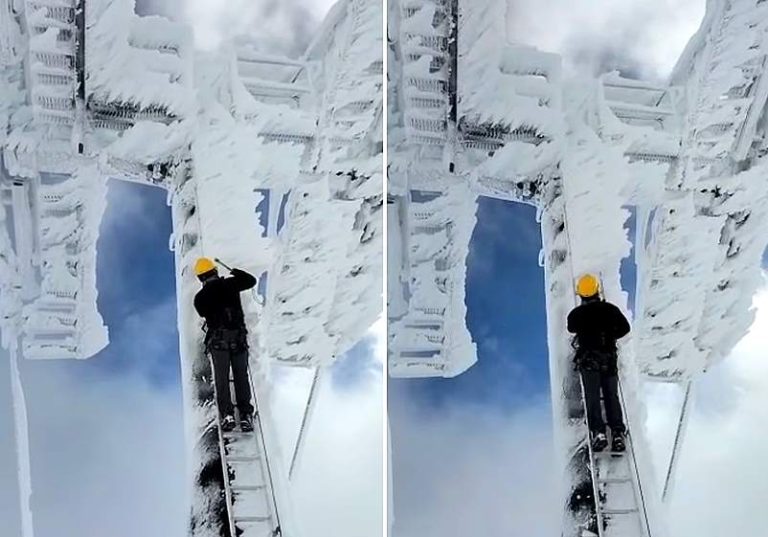 Grande lavoro sul Gran Sasso per togliere il ghiaccio dalla seggiovia