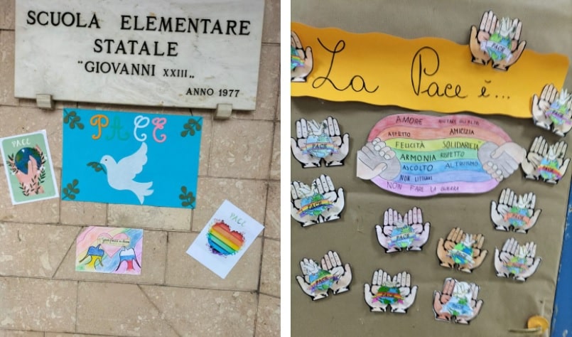 I bambini della scuola primaria di via Delle Industrie di Avezzano si mobilitano per la pace” armati di carta e colori”||