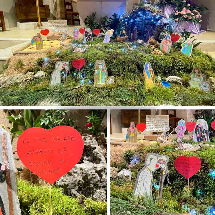 "Il presepe dell'inclusione" realizzato dai bambini del catechismo della parrocchia dei SS. Leucio e Nicola di Villavallelonga|||||||||||