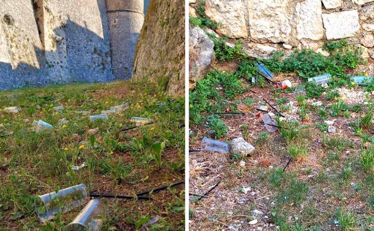 Fossato del Castello di Celano invaso dalla sporcizia post festa: "I visitatori troveranno questo biglietto da visita"|||