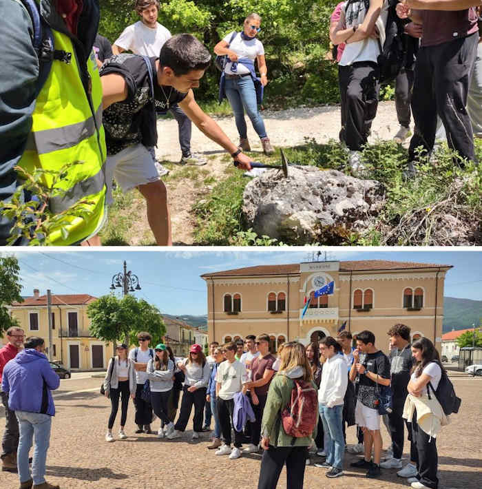 Ragazzi del Liceo Scientifico "Galilei" di Pescara in visita a Gioia dei Marsi presso il geosito del Monte Serrone|||||||||||