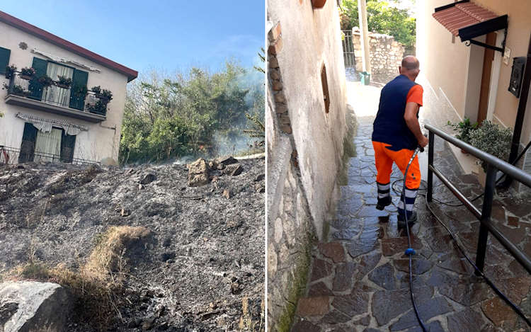 Dopo l'incendio ripulita e bonificata, a Celano, la scalinata in zona Muranuove