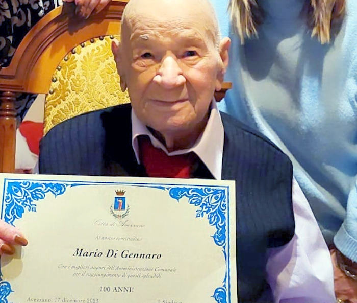 Avezzano dice addio a nonno Mario: aveva compiuto 100 anni lo scorso Dicembre