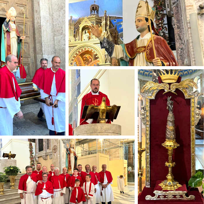 La statua di Sant'Emidio, restaurata e benedetta dal Vescovo di Ascoli, torna a Tagliacozzo