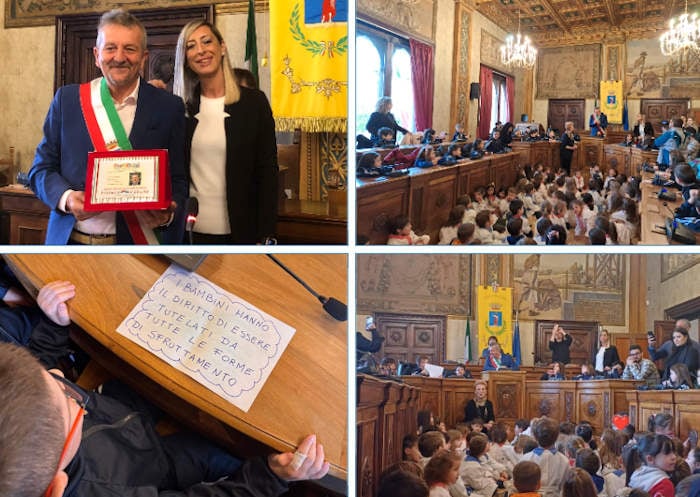 I ragazzi della scuola paritaria "San Giovanni" in visita al Comune di Avezzano in occasione della "Giornata dei Diritti del Bambino"