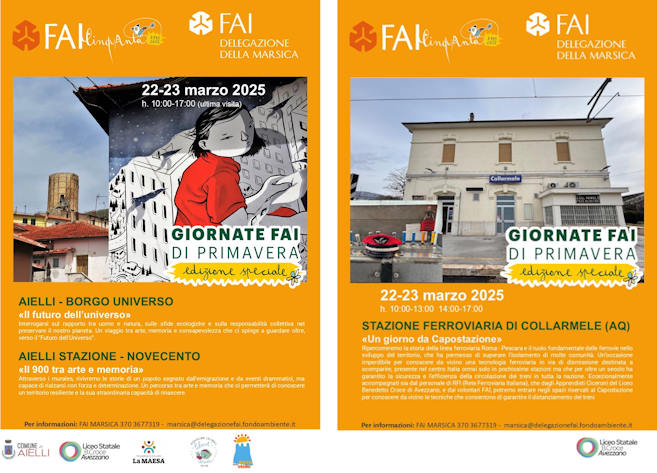 Giornate FAI di Primavera, il 22-23 Marzo ad Aielli, Aielli Stazione e presso la Stazione ferroviaria di Collarmele