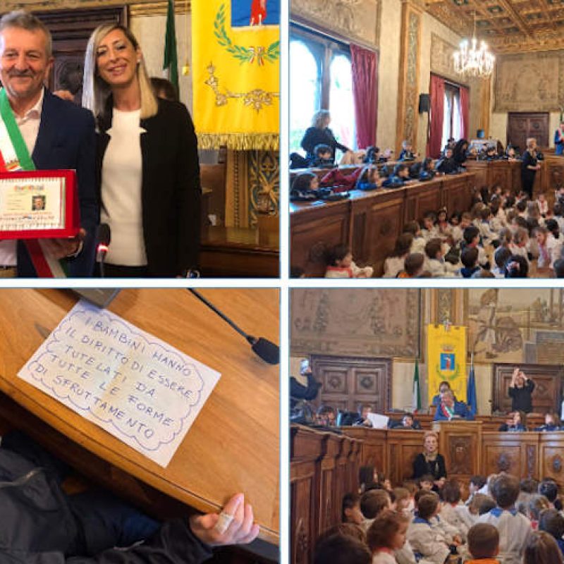 I ragazzi della scuola paritaria "San Giovanni" in visita al Comune di Avezzano in occasione della "Giornata dei Diritti del Bambino"