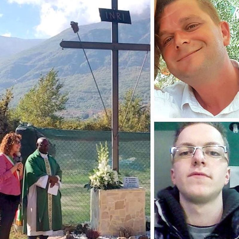 Inaugurata, dopo il restauro, la Croce a San Giovanni Nuovo in ricordo di Massimo ed Emanuele Nicoletti, fratelli morti in un incidente