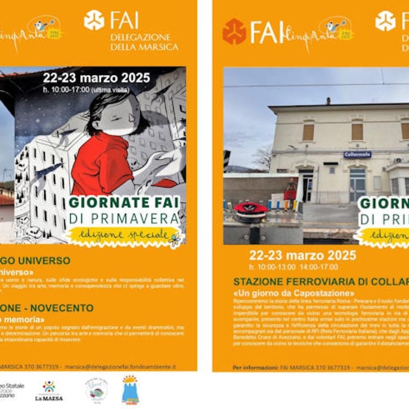 Giornate FAI di Primavera, il 22-23 Marzo ad Aielli, Aielli Stazione e presso la Stazione ferroviaria di Collarmele