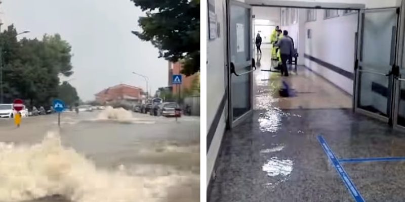 Nubifragio a Pescara, allagati anche l'ospedale "S. Spirito" e il centro commerciale (video)