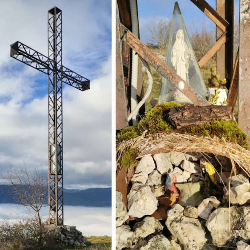 Il minuscolo presepe ai piedi della Croce di monte San Nicola a Scurcola Marsicana